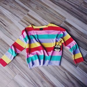 NWT Large Cliche' Red Pink Yellow Striped Sweater